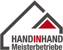 Hier ist ein Bild mit einer Verlinkung zu Hand in Hand Meisterbetriebe. Sichtbar ist nur das Logo davon.
